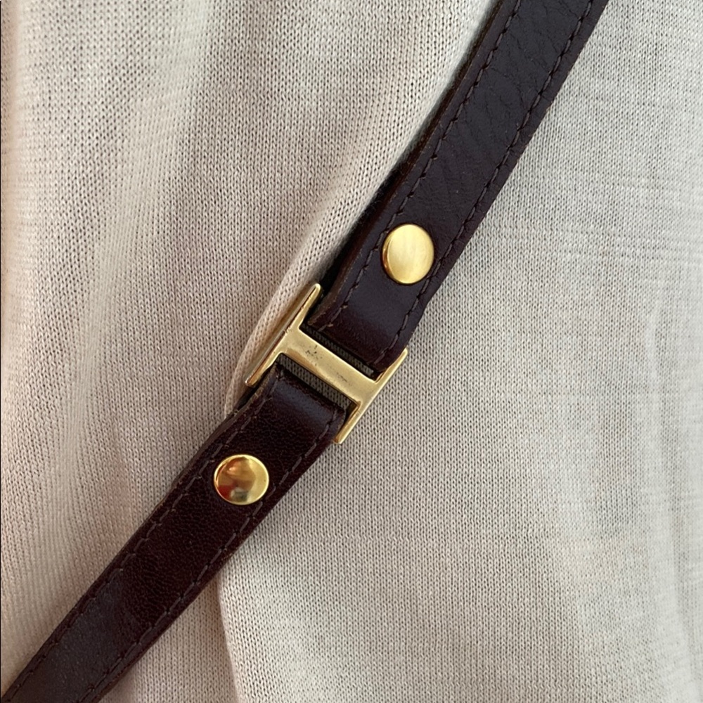 KENO by RO -EL Elegant Brown and Gold Box Crossbody 100% leather Handbag - Picture 9 of 16